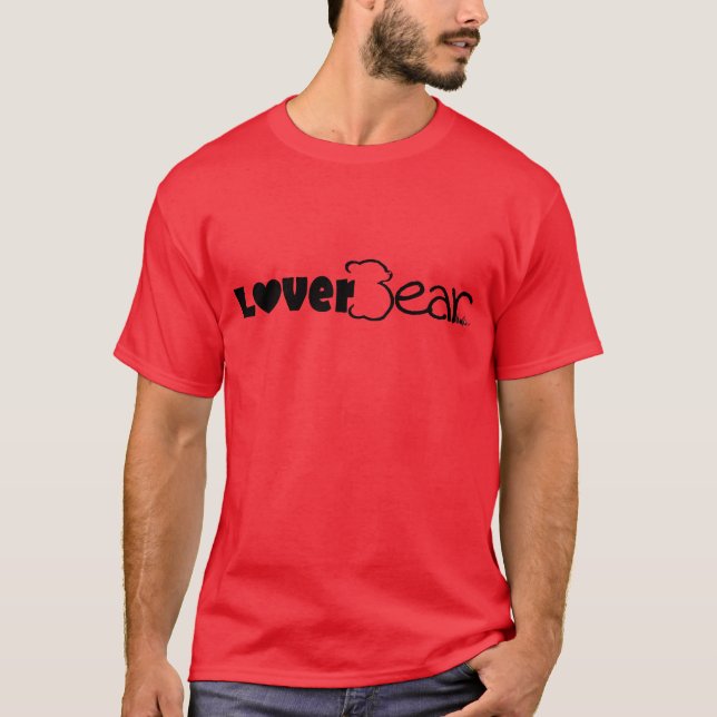 Camiseta Logotipo de LoverBear, negro en rojo (Anverso)