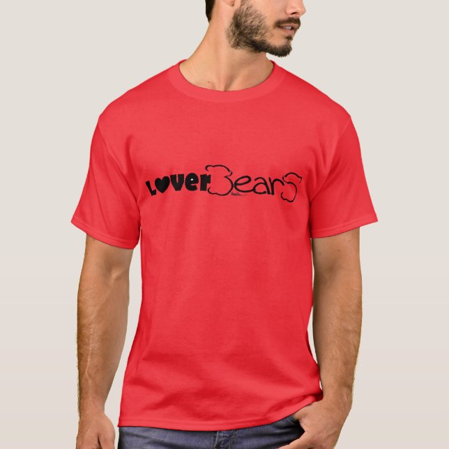 Camiseta Logotipo de LoverBearS--negro en rojo (Anverso)