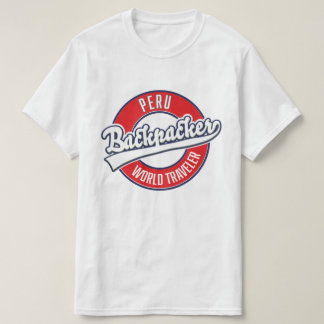 Camiseta logotipo de mochilero viajero mundial Perú.