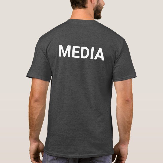 Camiseta Logotipo de movimiento gris del equipo de medios (Reverso)