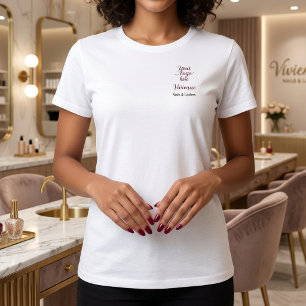 Camiseta Logotipo de Negocio Nombre de Empleado Blanco Burg
