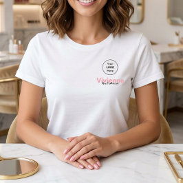 Camiseta Logotipo de nombre de empleado de guión rosa Salón
