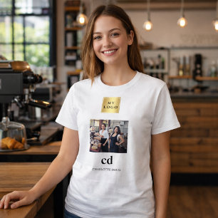 Camiseta Logotipo de nombre monograma de foto negocio
