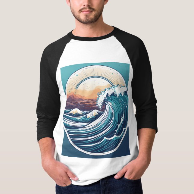 Camiseta Logotipo de onda oceánica extremadamente detallado (Anverso)