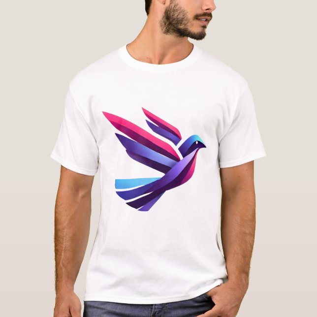 Camiseta Logotipo de pájaro geométrico - Diseño de gradient (Anverso)