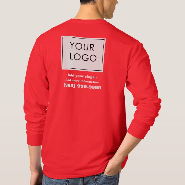 Camiseta Logotipo de Personalizado profesional Rojo para pe (Reverso)