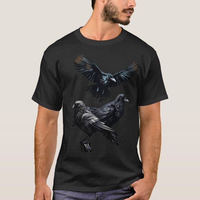 Camiseta Logotipo de rebaño de aves de cuervos (Anverso)
