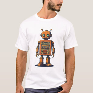 Camiseta Logotipo de robot retro