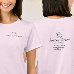 Camiseta Logotipo de Salón de Uñas Negro Moderno Script