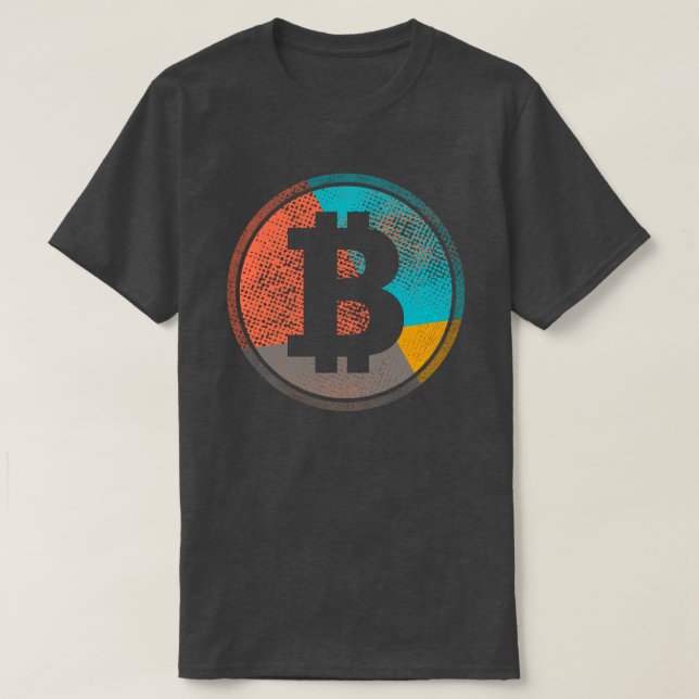 Camiseta Logotipo de semitono de arte pop de Bitcoin Pastel (Diseño del anverso)