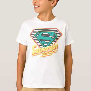 Camiseta Logotipo de superchica con bandas