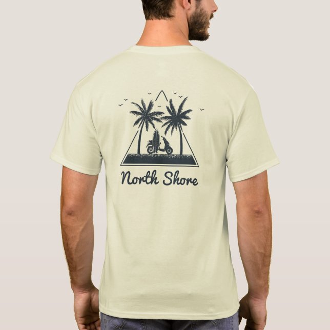 Camiseta Logotipo de tabla de surf de palmeras (Reverso)