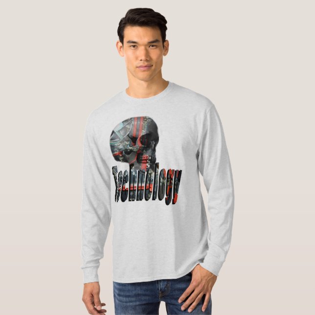 Camiseta Logotipo De Tecnología Y Calavera Informática, (Anverso completo)