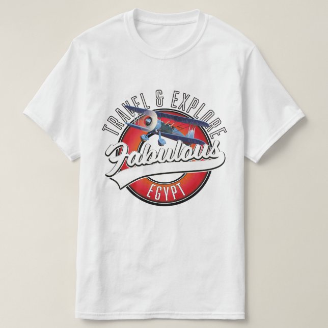 Camiseta Logotipo de viaje explorar fabuloso Egipto. (Diseño del anverso)
