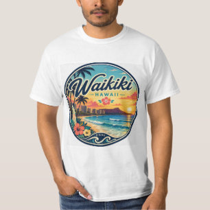 Camiseta Logotipo de viaje retro Waikīkī Hawaii