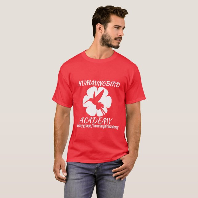 Camiseta Logotipo del blanco de la academia del colibrí (Anverso completo)