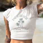 Camiseta Logotipo del Club Social de Bachelorette Retro Lux<br><div class="desc">Logotipo de bachillerato Retro Luxe Beach Club Social Palmeras Estéticas Personalizados Bachelorette Party Camisetas</div>