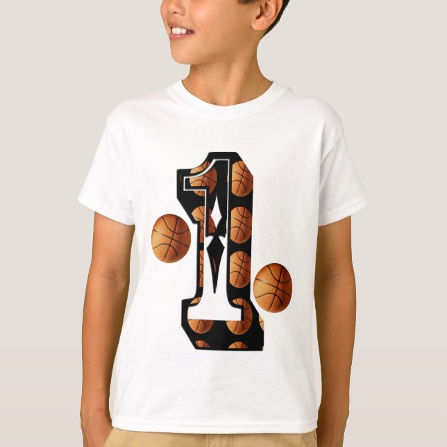 Camiseta Logotipo del número 1 de baloncesto, (Anverso)