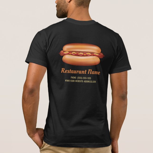Camiseta Logotipo del Personalizado del restaurante de comi (Reverso)