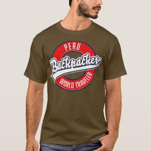 Camiseta logotipo del viajero del mundo en mochilero peru