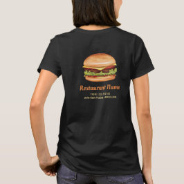 Camiseta Logotipo e información de la empresa de comida ráp