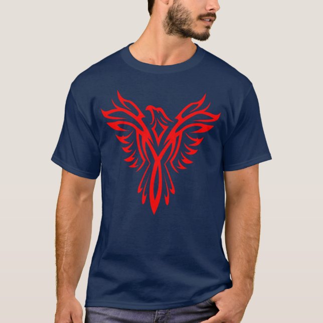Camiseta Logotipo mítico Phoenix Bird Rising (Rojo) (Anverso)