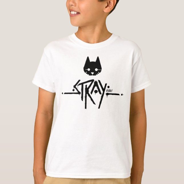 Camiseta Logotipo negro de gato roto (Anverso)