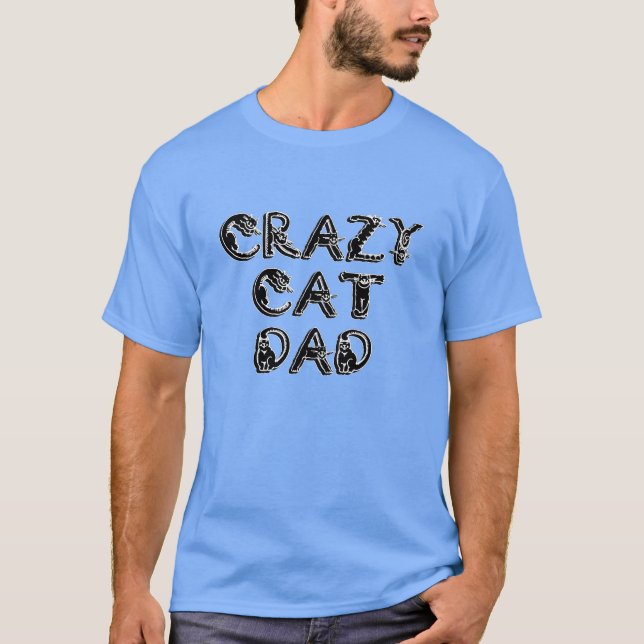 Camiseta Logotipo negro para papá y gato loco (Anverso)