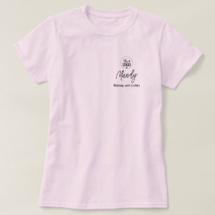 Camiseta Logotipo Negro Script Nombre del Empleado Negocio 