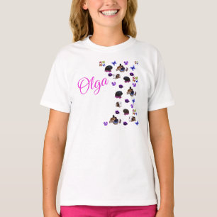 Camiseta Logotipo "Olga" Con Cerdos Y Pansies De Guinea,