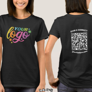 Camiseta Logotipo personalizado Código QR delantero y poste