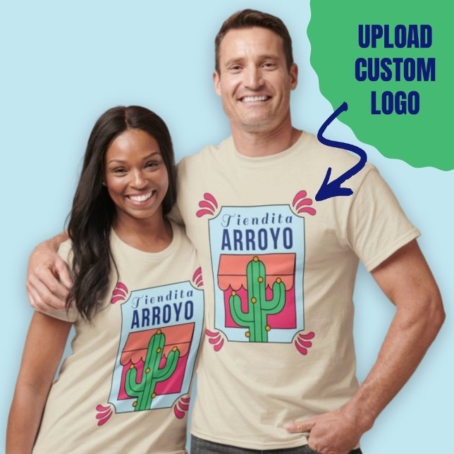 Camiseta Logotipo personalizado de carga moderna para peque (Modern Upload Custom Logo Small Business T-Shirt.)
