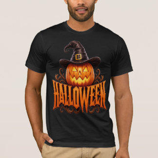 Camiseta Logotipo Premium de Calabaza de Halloween 3D con S