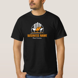 Camiseta Logotipo Profesional de Bienes Raíces Naranja Blan