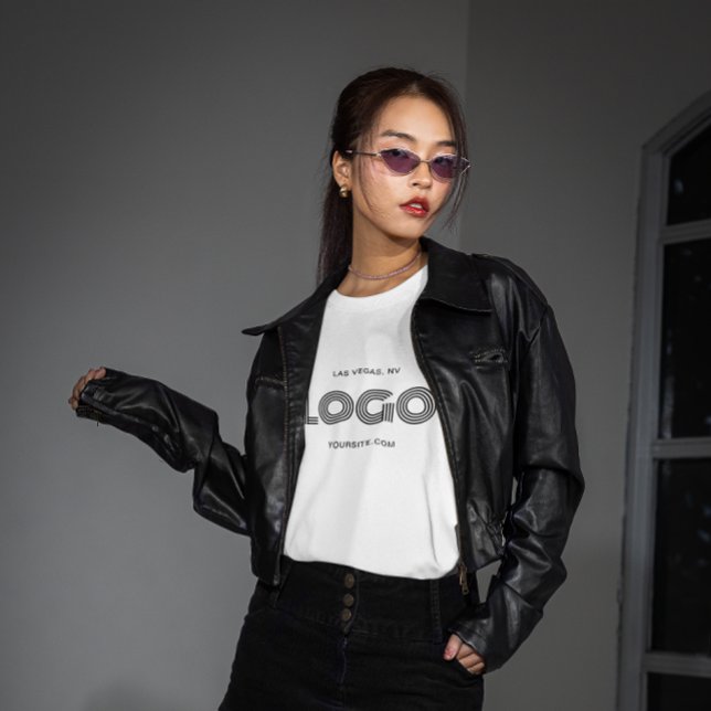 Camiseta Logotipo rectangular moderno blanco y negro (White and Black Modern Rectangular Logo T-Shirt)