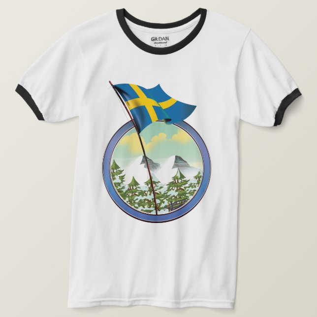 Camiseta logotipo retro de Suecia (Anverso del diseño)
