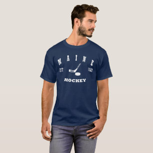 Camiseta Logotipo retro del hockey de Maine