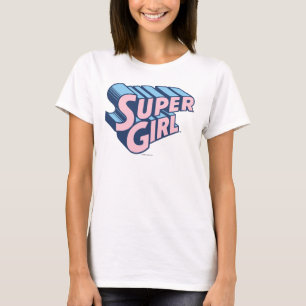 Camiseta Logotipo rosa y azul superchica