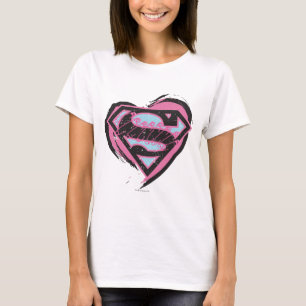 Camiseta Logotipo rosado de Supergirl en corazón