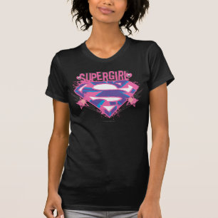 Camiseta Logotipo rosado y púrpura de Supergirl del Grunge