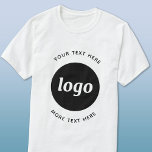 Camiseta Logotipo simple con negocio de texto<br><div class="desc">Añade tu propio logotipo y elección de texto a este diseño. Eliminar el texto superior o inferior si lo prefiere. Minimalista y profesional. Excelente para la marca de empleados,  o como producto promocional para sus clientes y clientes.</div>