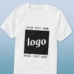 Camiseta Logotipo simple con negocio de texto<br><div class="desc">Añade tu propio logotipo y elección de texto a este diseño. Eliminar el texto superior o inferior si lo prefiere. Minimalista y profesional. Ideal para la marca de empleados o uniformes,  o como producto promocional para sus clientes y clientes.</div>