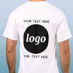 Camiseta Logotipo simple con promoción de negocios de texto<br><div class="desc">Añade tu propio logotipo y elección de texto a este diseño unisex. Eliminar el texto superior o inferior si lo prefiere. Minimalista y profesional. Ideal para la marca de empleados o uniformes,  o como producto promocional para sus clientes y clientes.</div>