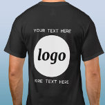 Camiseta Logotipo simple con promoción de negocios de texto<br><div class="desc">Añade tu propio logotipo y elección de texto a este diseño. Eliminar el texto superior o inferior si lo prefiere. Minimalista y profesional. Ideal para la marca de empleados o uniformes,  o como producto promocional para sus clientes y clientes.</div>
