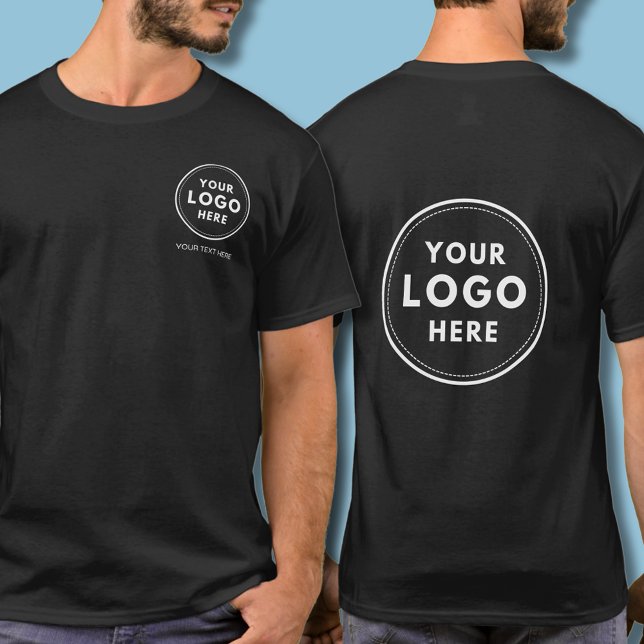 Camiseta Logotipo simple Negra profesional (Simple logo t-shirt with logo to front and back)