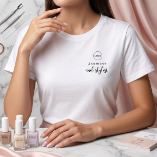 Camiseta Logotipo Simple Nombre del Empleado Uñas Estilista