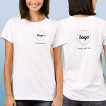 Camiseta Logotipo simple y Escudo comercial de texto<br><div class="desc">Logo simple y camiseta de negocios de texto personalizado con el mismo logotipo y texto en el escudo en la parte delantera y en la parte posterior. Reemplace el logotipo y el texto por el propio personalizar. Vestirlas tú mismo, dáselas a tus empleados y compañeros de trabajo para que se...</div>
