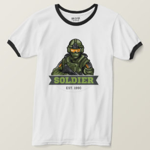 Camiseta Logotipo Táctico de Soldado – Diseño de Emblema Mi
