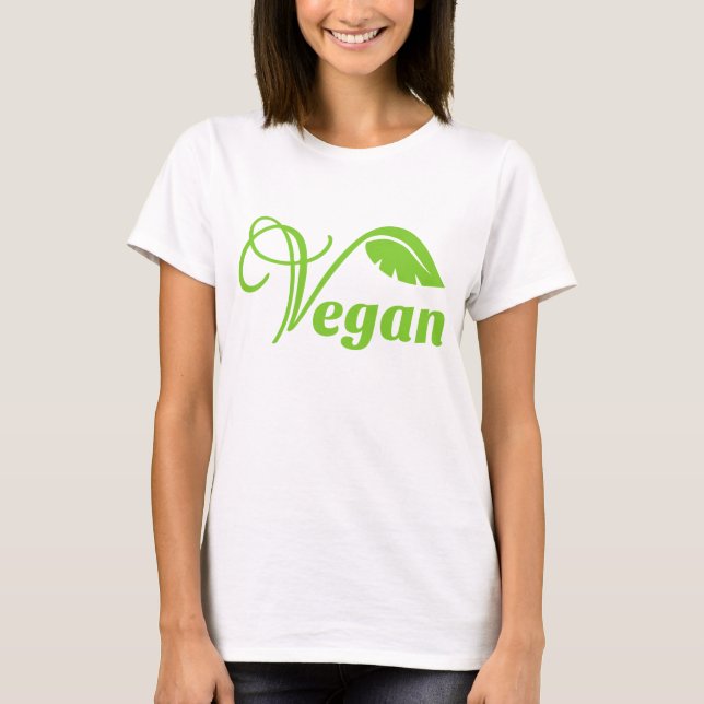 Camiseta Logotipo verde del vegano (Anverso)