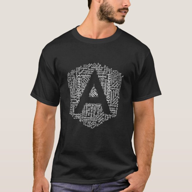 Camiseta Logotipo Wordcloud de AngularJS (Anverso)